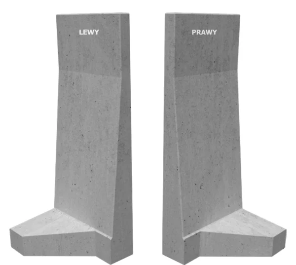 Mur ogrodzeniowy narożny z betonu architektonicznego - komplet narożników składa się z dwóch elementów (100 cm szerokości)