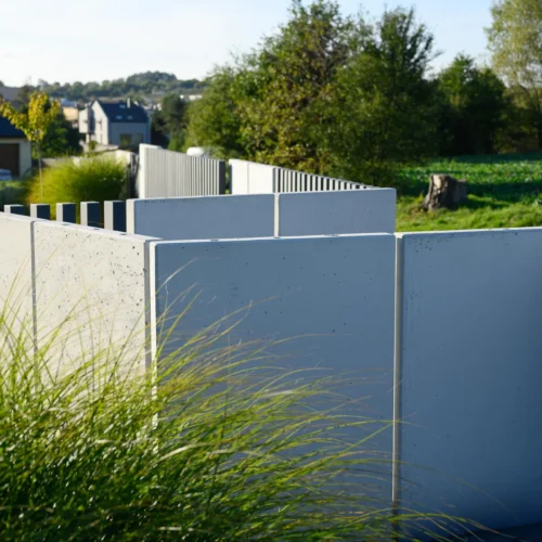 Mur ogrodzeniowy narożny - prawy - z betonu architektonicznego (100 cm szerokości)