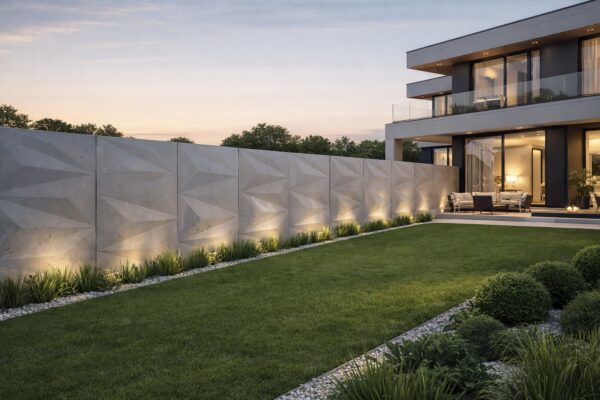 Mur ogrodzeniowy z betonu architektonicznego Diamond line 3D