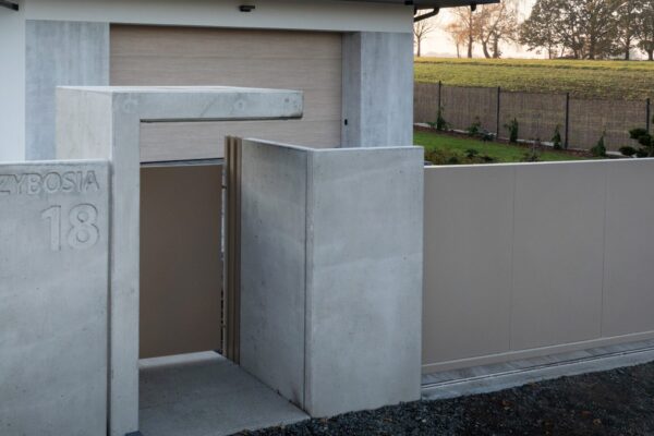 Mur ogrodzeniowy narożny z betonu architektonicznego - komplet narożników składa się z dwóch elementów (100 cm szerokości)